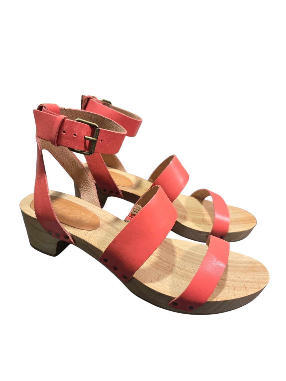 Madewell The Jodi Clog Coral Strappy Block Heel Sandals - Women's - Size 5.5